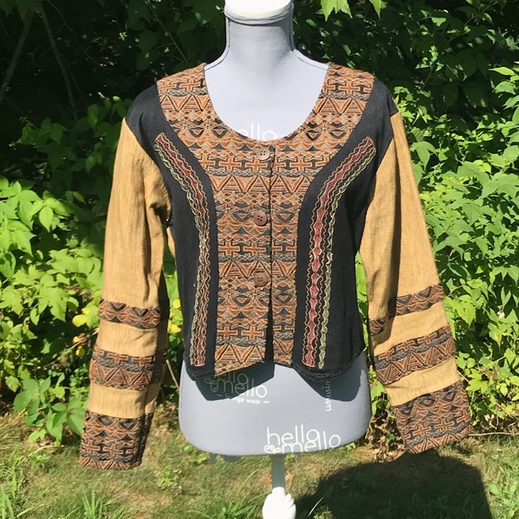 Boho jacket with embroidered detailing size medium - Picture 1 of 4